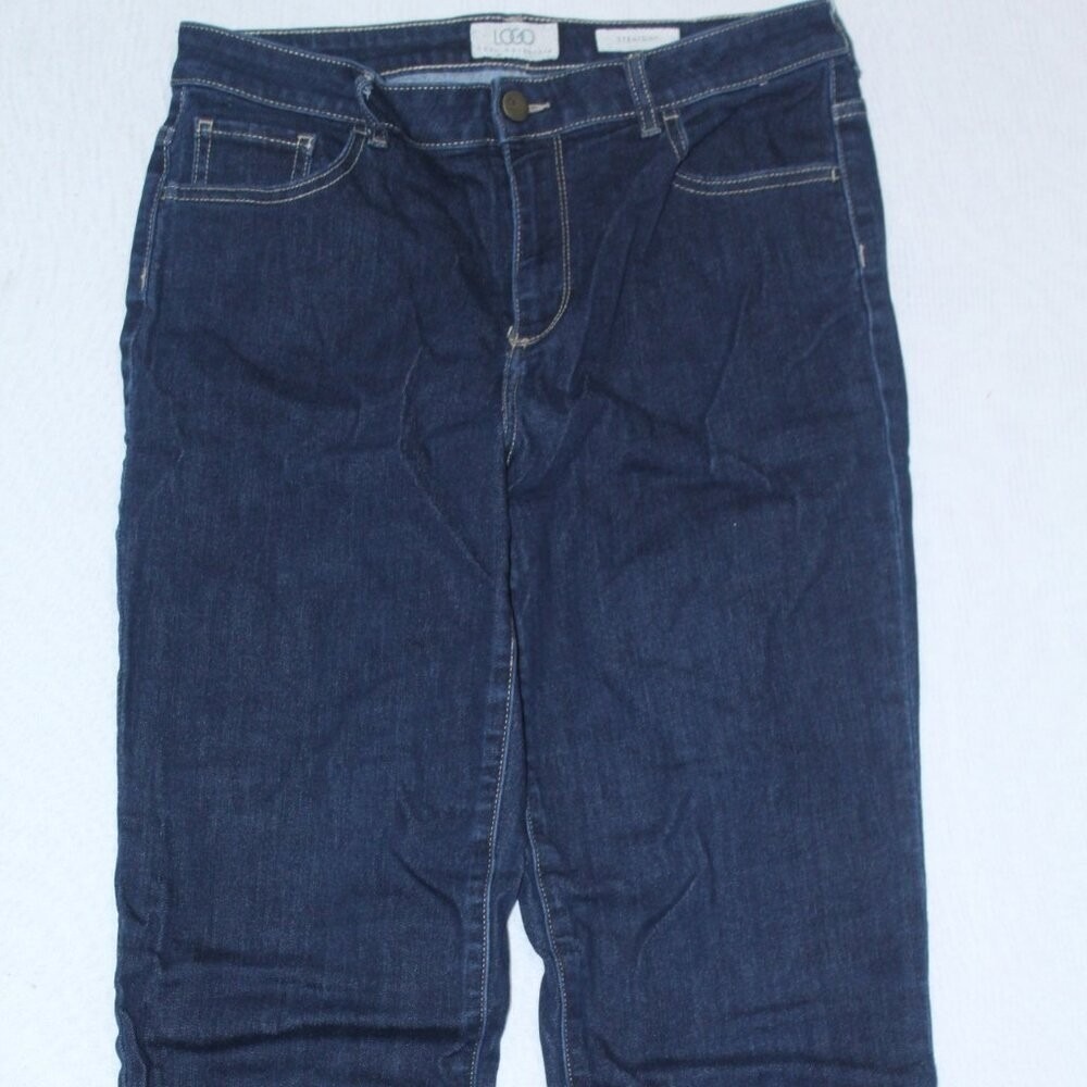 LOGO by Lori Goldstein Jeans Women 10 Blue Excellent Lace Trim Straight Capri